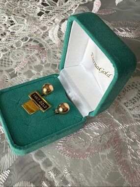 14K Yellow Gold Ball Stud Earrings: new